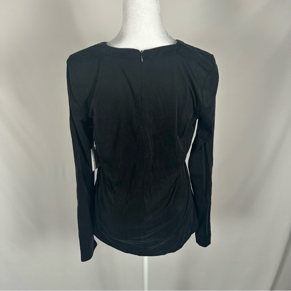 New! Ecru Black Stretch Long Sleeve Blouse - Picture 2 of 6